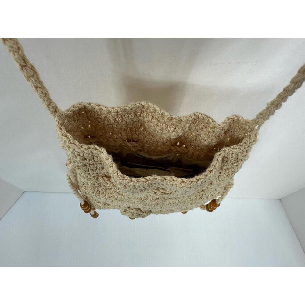 VTG Crocheted Macrame Boho Crossbody Bag Purse Braided Strap Lined‎ Fringe NWT - Picture 5 of 11